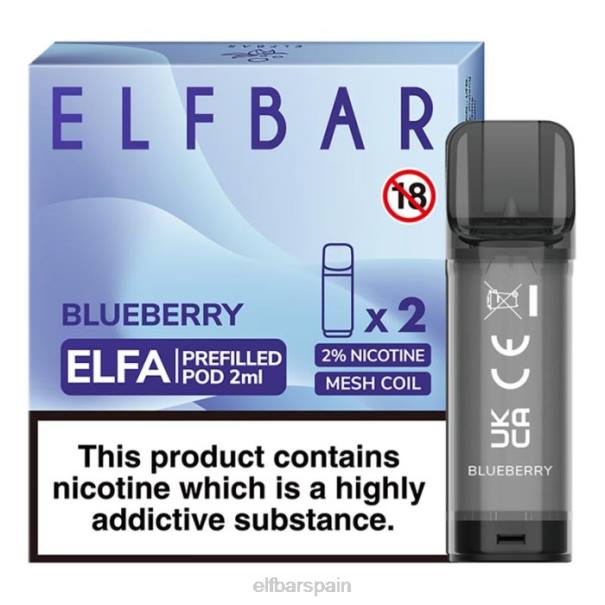 cápsula precargada elfbar elfa - 2 ml - 20 mg (paquete de 2) 8LFB106arándano