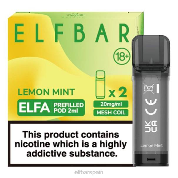 cápsula precargada elfbar elfa - 2 ml - 20 mg (paquete de 2) 8LFB110menta Limón