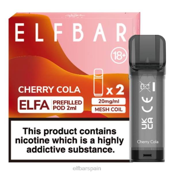 cápsula precargada elfbar elfa - 2 ml - 20 mg (paquete de 2) 8LFB113cola de cereza