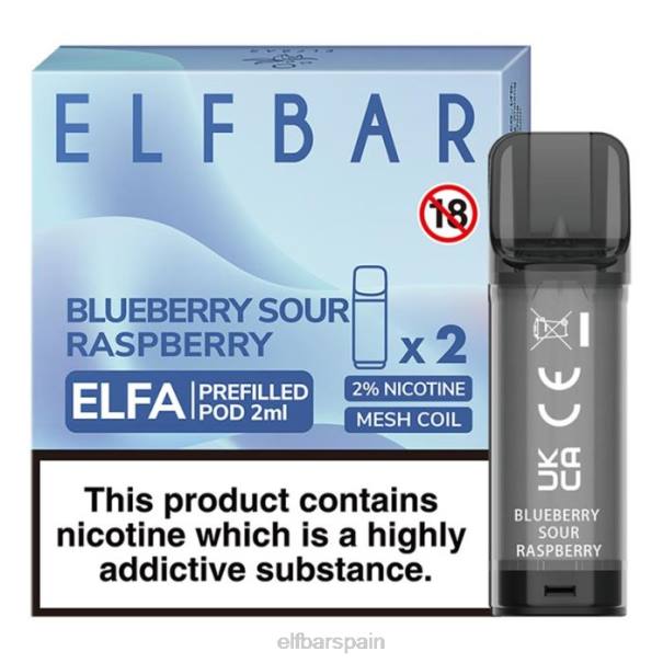 cápsula precargada elfbar elfa - 2 ml - 20 mg (paquete de 2) 8LFB114arándano frambuesa agria