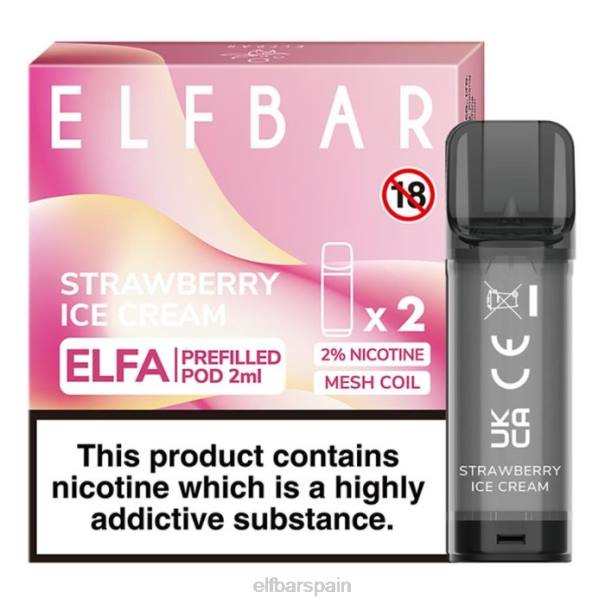 cápsula precargada elfbar elfa - 2 ml - 20 mg (paquete de 2) 8LFB115helado de fresa