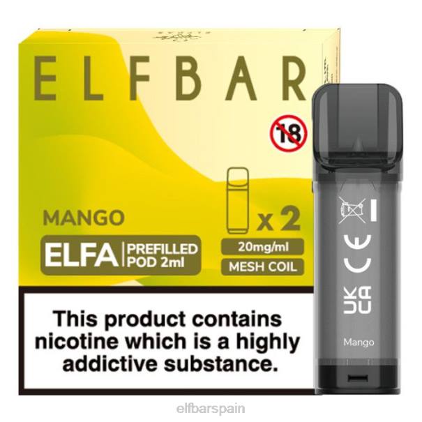 cápsula precargada elfbar elfa - 2 ml - 20 mg (paquete de 2) 8LFB118mango