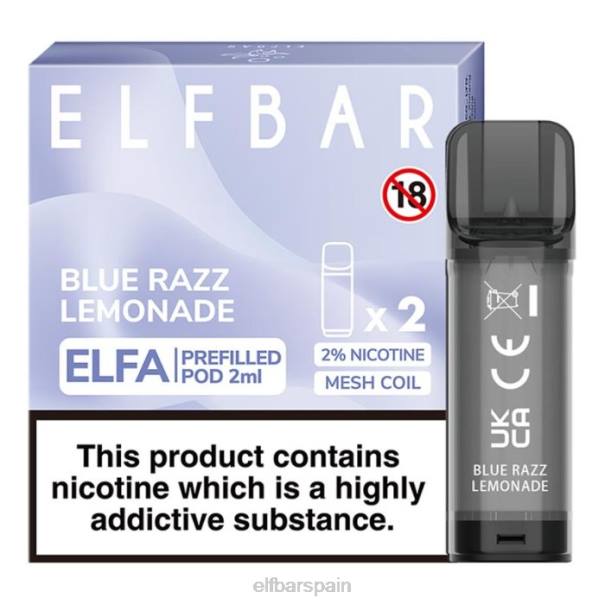 cápsula precargada elfbar elfa - 2 ml - 20 mg (paquete de 2) 8LFB119limonada azul razz